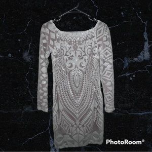 Nude/ White sequin party dress